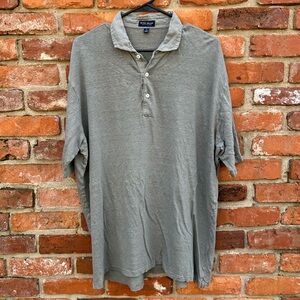 Peter Millar 100% Linen Gray Men's Polo Shirt XL Crown Crafted